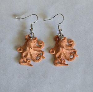 Orange Octopus Earrings